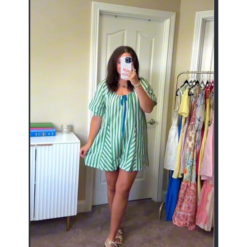 Size M Stripe Oversized Romper Unbranded Bop Around Green Playsuit Women’s